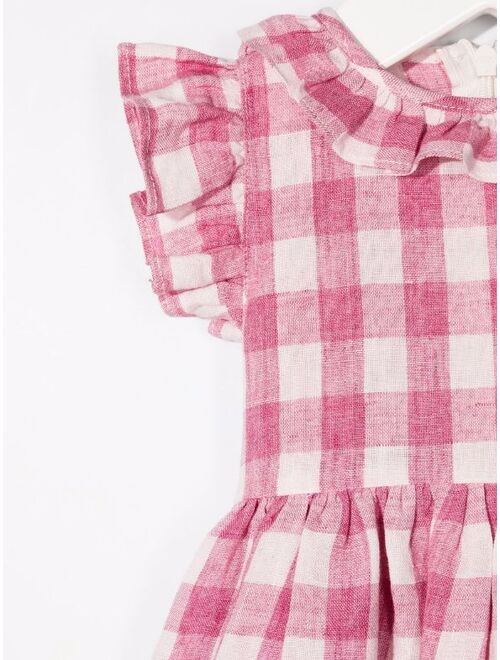 Il Gufo gingham-print ruffled dress