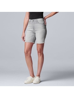 High-Waisted 7" Bermuda Denim Shorts