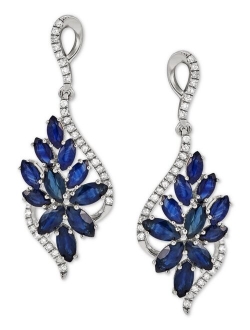 MACY'S Ruby (3-1/5 ct. t.w.) & Diamond (1/4 ct. t.w.) Floral Cluster Drop Earrings in 14k Rose Gold (Also in Emerald & Sapphire)