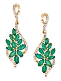 MACY'S Ruby (3-1/5 ct. t.w.) & Diamond (1/4 ct. t.w.) Floral Cluster Drop Earrings in 14k Rose Gold (Also in Emerald & Sapphire)