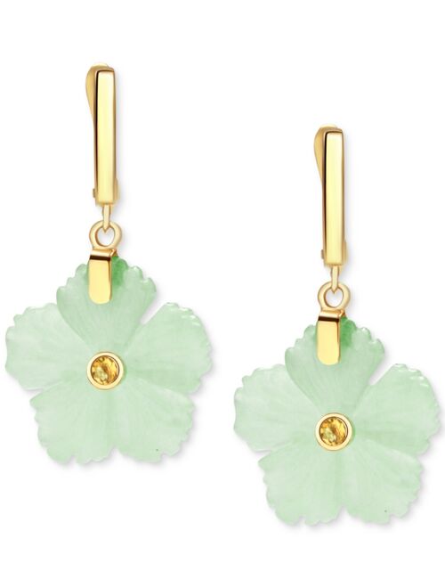 MACY'S Jade & Citrine (1/8 ct. t.w.) Flower Drop Earrings in 14k Gold-Plated Sterling Silver