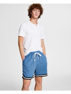 Men's Regular-Fit Contrast Trim Mesh Basketball Shorts