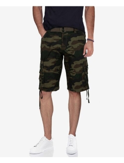 X-Ray Men's Belted Twill Piping Cargo Shorts