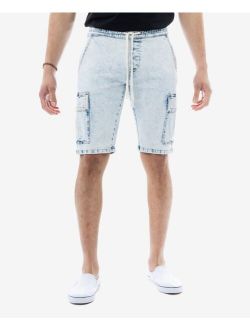 X-Ray Men's Cargo Pockets Elastic Waist Drawstring Denim Shorts