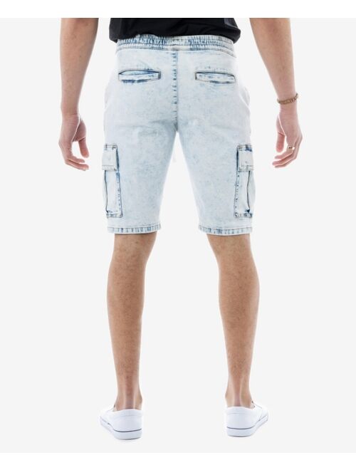 X-Ray Men's Cargo Pockets Elastic Waist Drawstring Denim Shorts