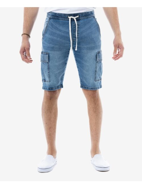 X-Ray Men's Cargo Pockets Elastic Waist Drawstring Denim Shorts