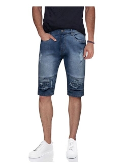 X-Ray Men's Distressed Moto Denim Shorts