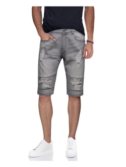 X-Ray Men's Distressed Moto Denim Shorts