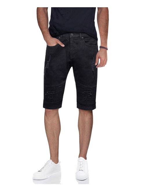 X-Ray Men's Distressed Moto Denim Shorts