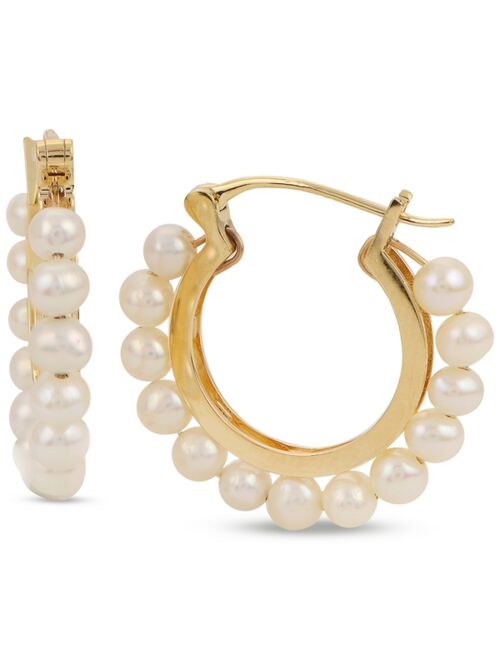 MACY'S Cultured Freshwater Pearl (3-1/2-4mm) Hoop Earrings in 14k Gold-Plated Sterling Silver