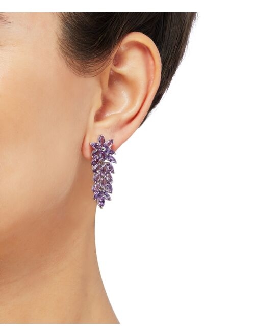 MACY'S Amethyst Floral Drop Earrings (8 ct. t.w.) in Sterling Silver (Also in Swiss Blue Topaz)