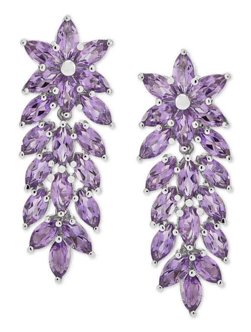 MACY'S Amethyst Floral Drop Earrings (8 ct. t.w.) in Sterling Silver (Also in Swiss Blue Topaz)