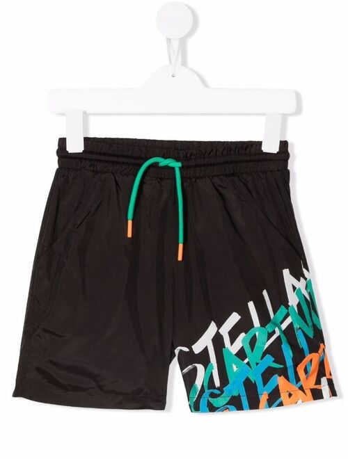 Stella McCartney Kids logo-print drawstring-waist shorts