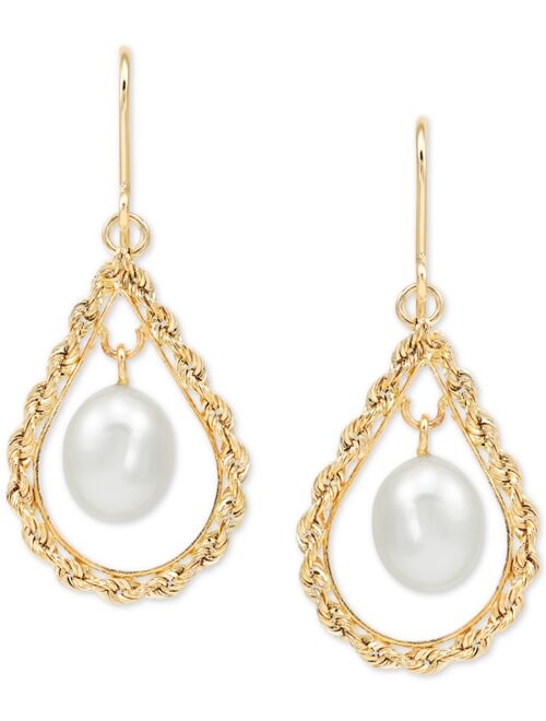 MACY'S Cultured Freshwater Pearl (8-8-1/2mm) Drop Earrings in 10k Gold