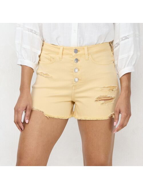 Little Co. by Lauren Conrad Women's LC Lauren Conrad High Rise Button Fly Cut-Off Shorts