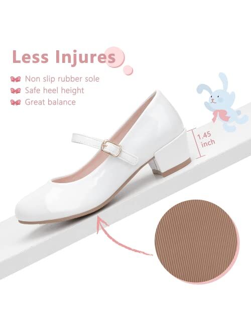 MIXIN Girls Mary Jane Dress Shoes - Princess Ballerina Flats Low Heels for School Party Wedding, Back to School Shoes for Girls (Little Kid/Big Kids)