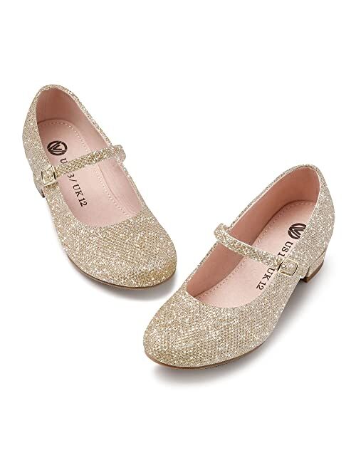 MIXIN Girls Mary Jane Dress Shoes - Princess Ballerina Flats Low Heels for School Party Wedding, Back to School Shoes for Girls (Little Kid/Big Kids)