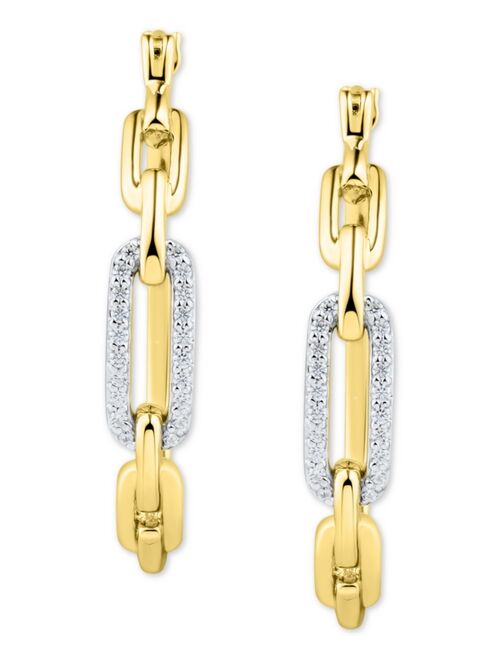 MACY'S Diamond Pavé Chain Link Hoop Earrings (1/6 ct. t.w.) in 14k Gold-Plated Sterling Silver