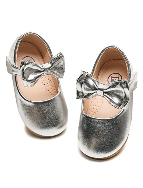 DADAWEN Girls Mary Jane Dress Shoes Front Bow Ballerina Flats Princess Wedding Party School Shoes (Toddler/Little Kid/Big Kid)