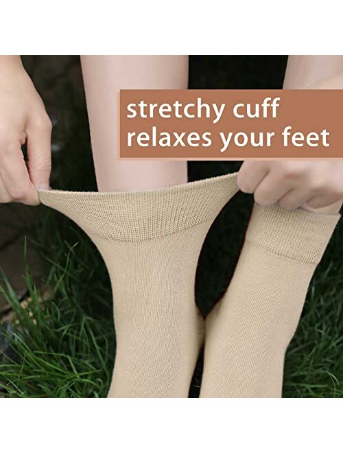 Fgz Women Thin Cotton Socks, Soft Cotton Socks Women Above Ankle Crew Socks 5 Pairs