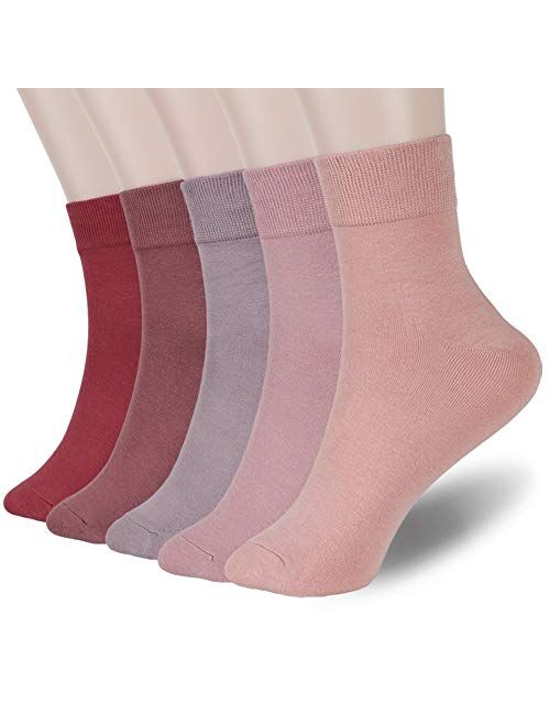 Fgz Women Thin Cotton Socks, Soft Cotton Socks Women Above Ankle Crew Socks 5 Pairs