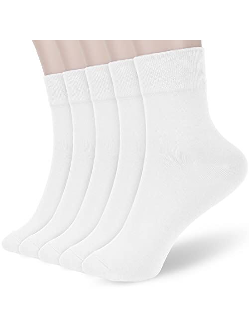 Fgz Women Thin Cotton Socks, Soft Cotton Socks Women Above Ankle Crew Socks 5 Pairs