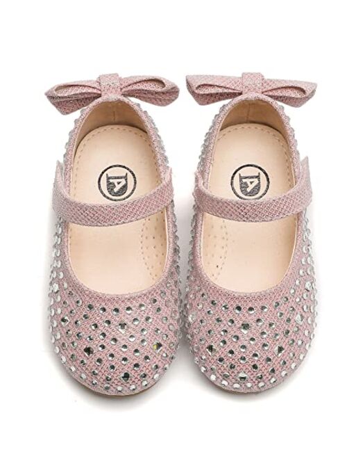 kkdom Girl's Dress Shoes Mary Jane Ballet Flats Bow Flower Girl Wedding Party Ballerina Flat Shoes Toddler/Little Kid/Big Kid