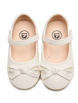 kkdom Girl's Dress Shoes Cute Bow Mary Jane Flats School Uniform Shoes (Toddler/Little Kid/Big Kid)