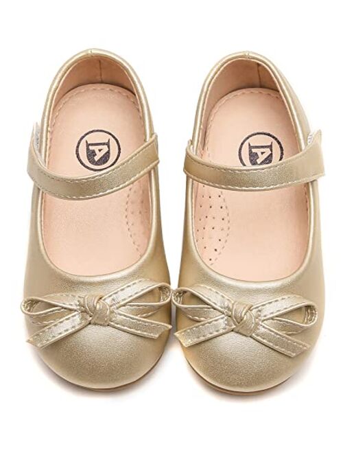 kkdom Girl's Dress Shoes Cute Bow Mary Jane Flats School Uniform Shoes (Toddler/Little Kid/Big Kid)