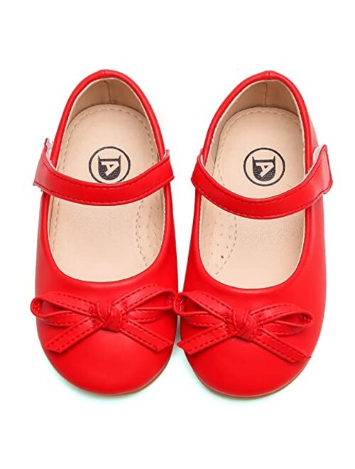 kkdom Girl's Dress Shoes Cute Bow Mary Jane Flats School Uniform Shoes (Toddler/Little Kid/Big Kid)