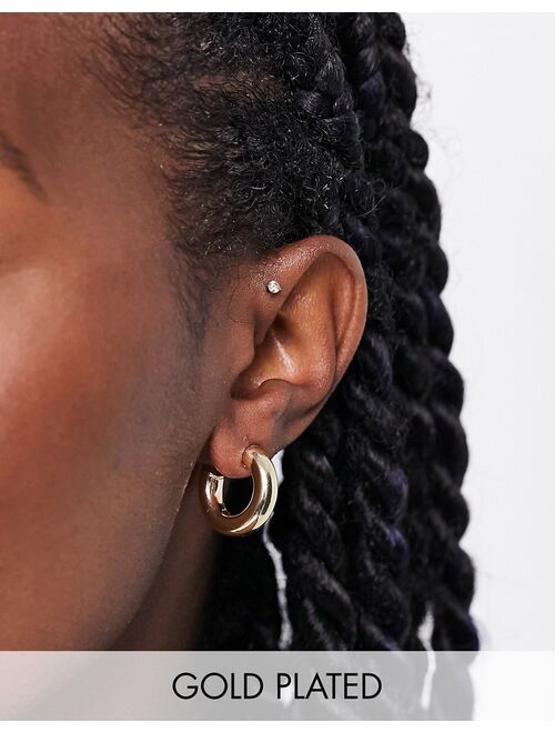 Image Gang 18k gold plated 20mm tube hoop earrings