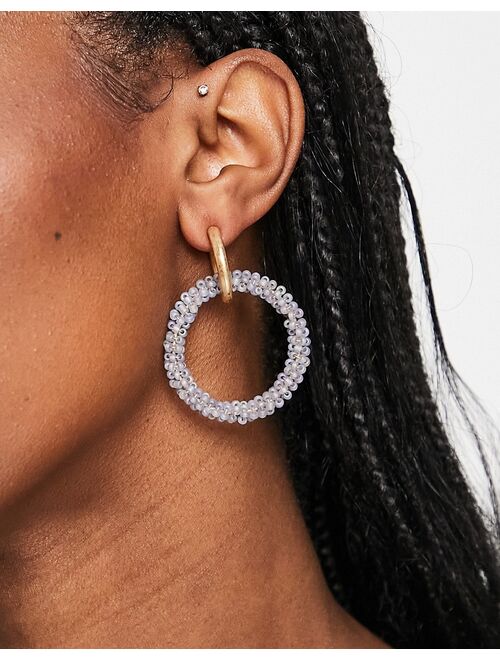 South Beach beaded double hoop earrings in blue