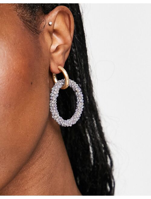 South Beach beaded double hoop earrings in blue