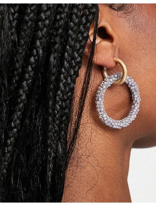 South Beach beaded double hoop earrings in blue