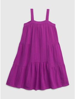 Kids Crinkle Gauze Tiered Dress