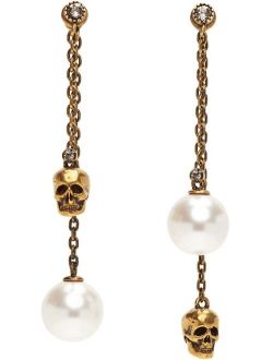 Gold Pearly Skull Earrings