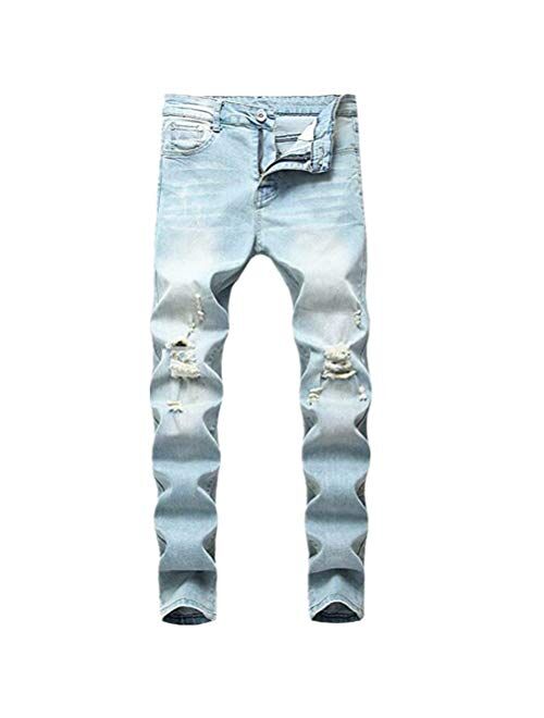 NEWSEE Boy's Ripped Skinny Distressed Destroyed Stretch Fit Jeans Denim Pants