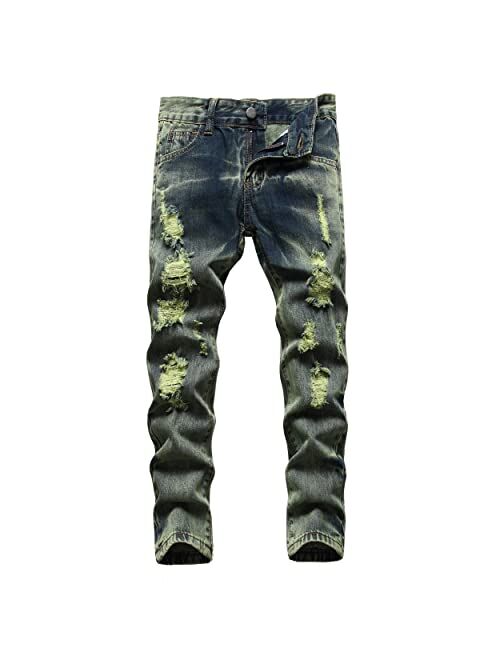 NEWSEE Boy's Ripped Skinny Distressed Destroyed Stretch Fit Jeans Denim Pants