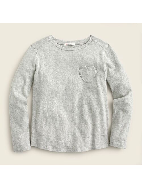 J.Crew Girls' long-sleeve heart-pocket T-shirt