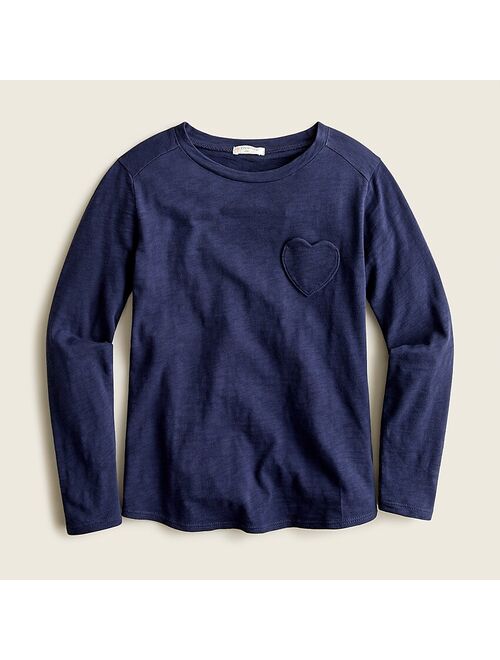 J.Crew Girls' long-sleeve heart-pocket T-shirt