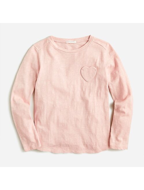 J.Crew Girls' long-sleeve heart-pocket T-shirt