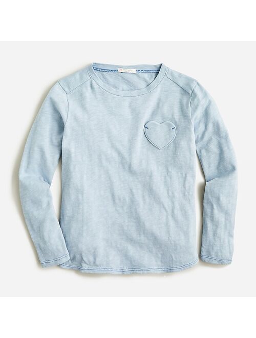 J.Crew Girls' long-sleeve heart-pocket T-shirt