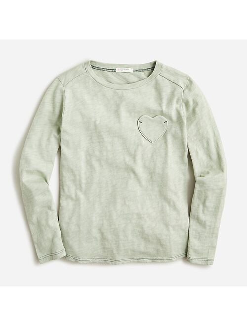 J.Crew Girls' long-sleeve heart-pocket T-shirt