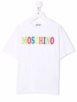 Kids flocked logo-print T-shirt