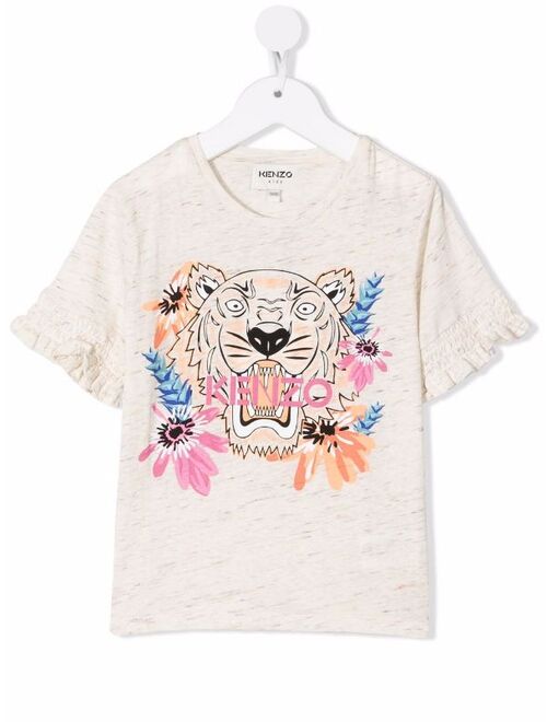 Kenzo Kids Tiger tropical logo-print T-shirt