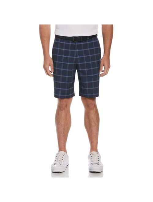 Men's Grand Slam Active Waistband Plaid Flat-Front Performance Golf Shorts