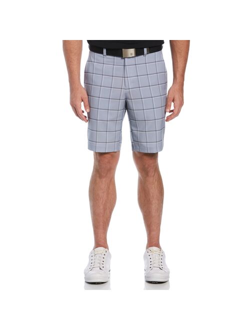 Men's Grand Slam Active Waistband Plaid Flat-Front Performance Golf Shorts