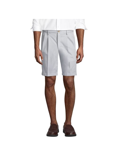 Men's Lands' End Comfort Waist 9-inch No-Iron Pleated Chino Shorts