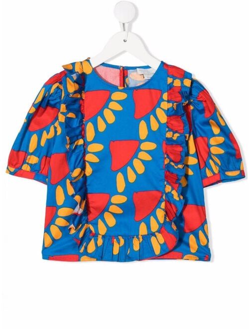 Stella McCartney Kids abstract-print ruffled blouse