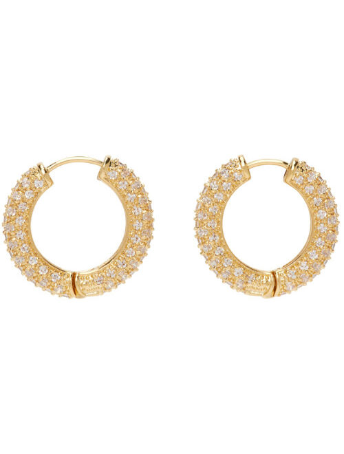 NUMBERING Gold Pave Hoop Earrings